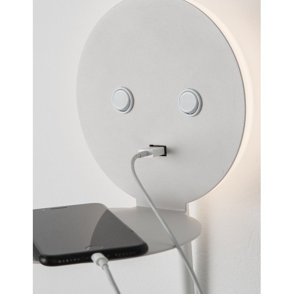 Lampada da parete LED bianca in alluminio con struttura flessibile/con porta USB Eclip – Nova Luce-image-1