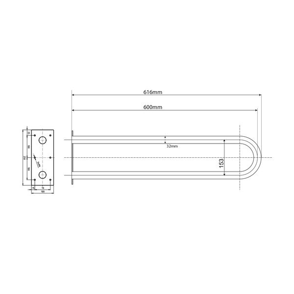 Maniglia a muro in acciaio inox per bagno 62 cm Handicap U - Sapho-image-2