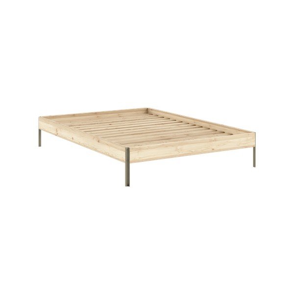 Letto matrimoniale di colore naturale in pino massiccio senza testiera con rete inclusa 160x200 cm Core – Karup Design