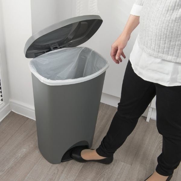 Cestino a pedale bianco con coperchio , 41 x 33 x 62,5 cm - Addis-image-2