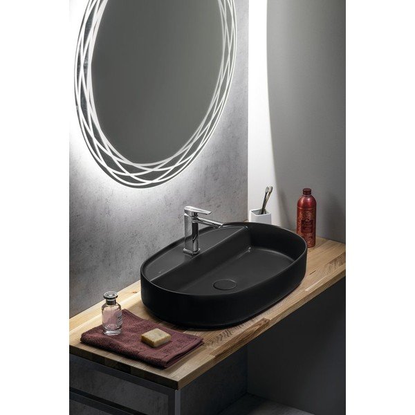 Lavabo nero in ceramica 60x40 cm Infinity Oval – Sapho-image-3