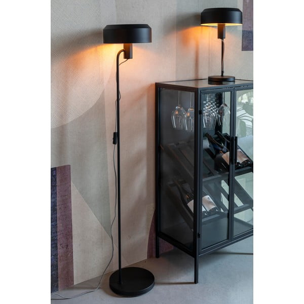 Lampada da terra nera con paralume in metallo (altezza 135 cm) Landon - White Label-image-3