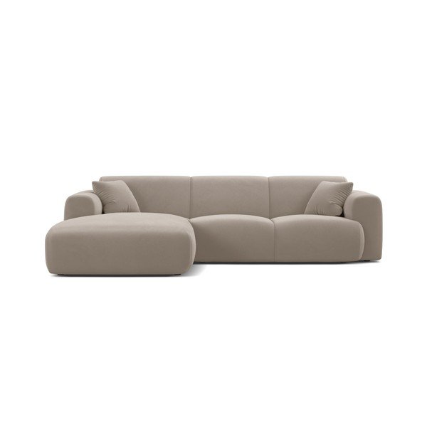 Divano angolare componibile grigio chiaro (con penisola a sinistra/con chaise lounge) con rivestimento in velluto Molino – Micadoni -image-2
