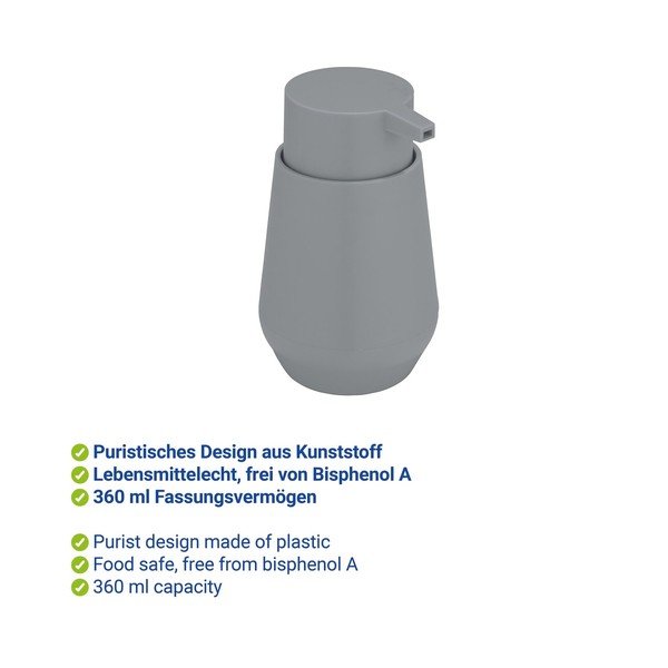 Dispenser per sapone grigio in plastica 360 ml Vara – Allstar-image-2