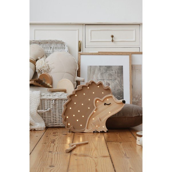 Lampada da tavolo in legno di pino marrone, lunghezza 30 cm Hedgehog - Little Lights-image-2