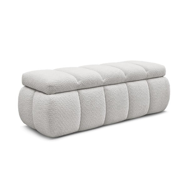 Panchina in grigio chiaro con rivestimento in bouclé – Bobochic Paris-image-3