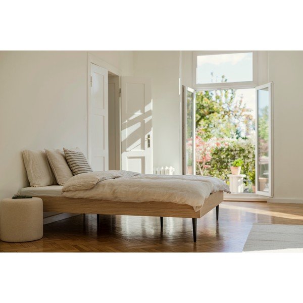 Letto matrimoniale nero in truciolato senza testiera con rete inclusa 200x200 cm Streiko – noo.ma-image-2