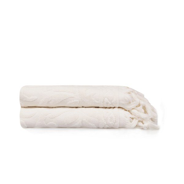 Set di due asciugamani bianchi Bohème, 90 x 50 cm - Foutastic-image-1