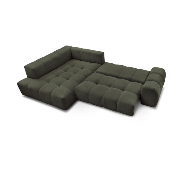 Divano angolare verde allungabile e con contenitore (penisola a sinistra/a L) con rivestimento in ciniglia Everest – Bobochic Paris-image-4