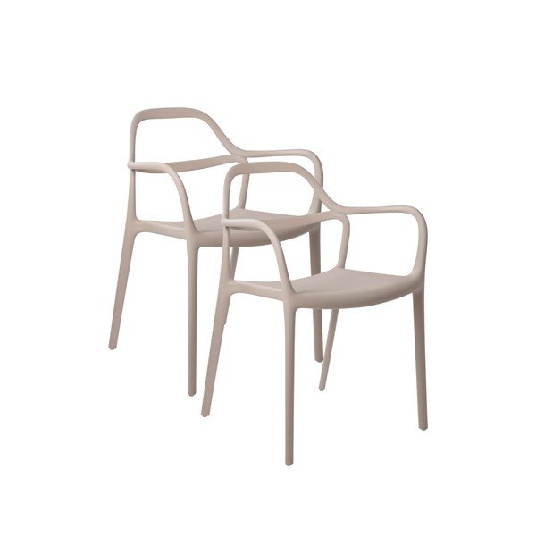 Sedie da pranzo in set beige in plastica con braccioli/impilabili 2 pz Karlaby – Jotex
