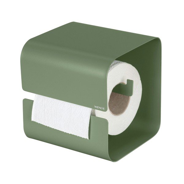 Porta carta igienica senza foratura verde in acciaio con aggancio Turbo-loc Lizan – Wenko