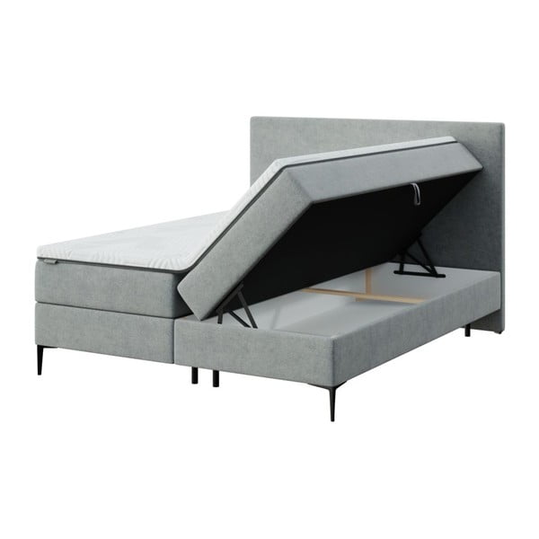 Letto boxspring grigio con spazio contenitivo 160x200 cm Bufo – MESONICA-image-2