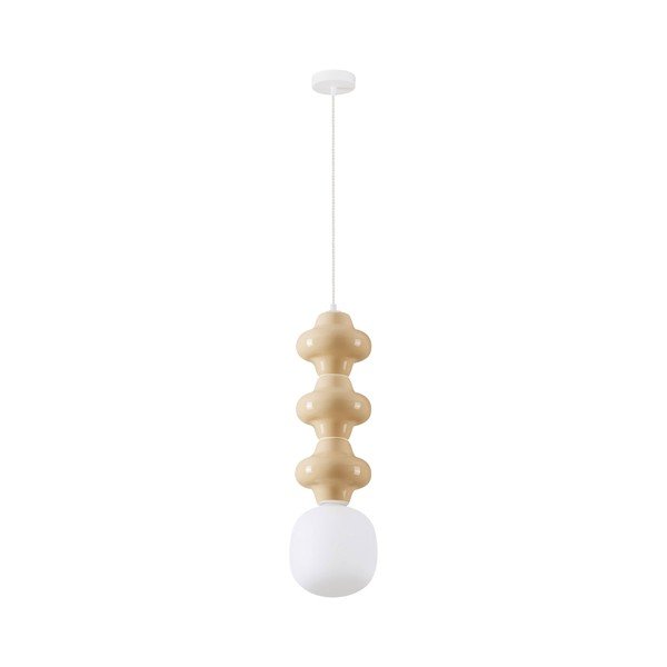 Lampadario bianco/color crema in ceramica con paralume in vetro ø 18 cm Clio – Nova Luce