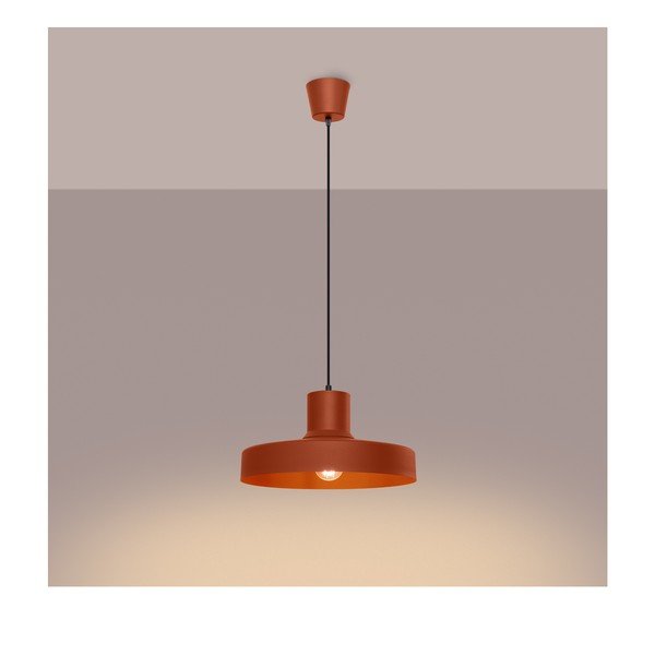 Lampadario arancione con paralume in metallo Vito – Sollux-image-4