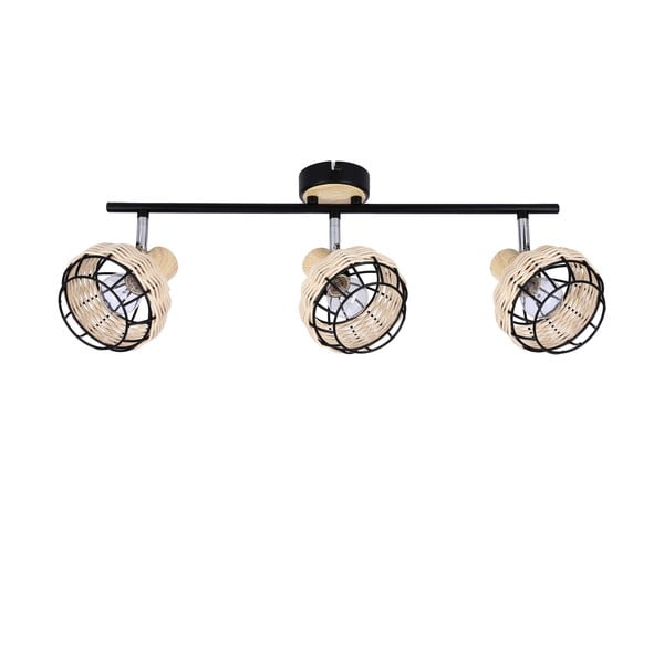 Lampada da soffitto nera e crema con paralume in metallo e rattan ø 12 cm Tajga - Candellux Lighting