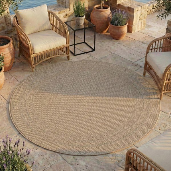 Tappeto da interno/esterno rotondo beige ø 160 cm Desert 1304 – Ayyildiz Carpets-image-1