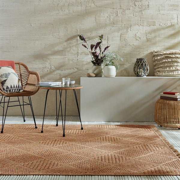 Tappeto per interni ed esterni in colore naturale 200x290 cm Nora Diamond - Flair Rugs-image-1
