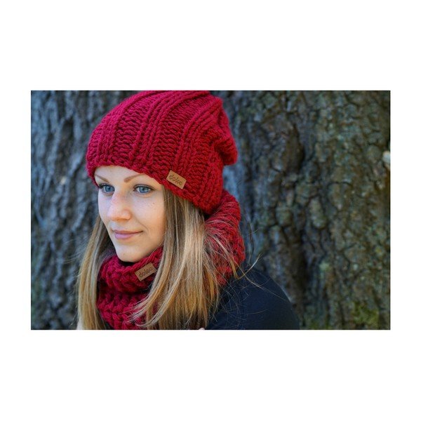 Cappello rosso vino lavorato a mano Mina - DOKE-image-3