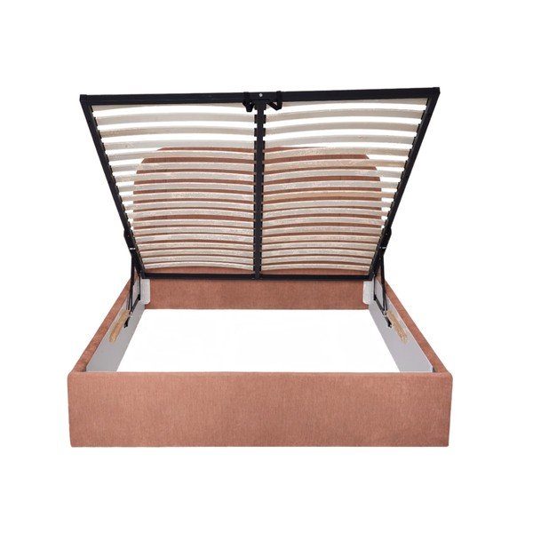 Letto matrimoniale imbottito rosa con contenitore con rete inclusa 160x200 cm Sidney – Bobochic Paris-image-4