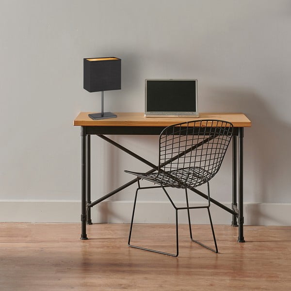 Lampada da tavolo nera con paralume in tessuto (altezza totale 30 cm) Kate – Fischer & Honsel-image-1