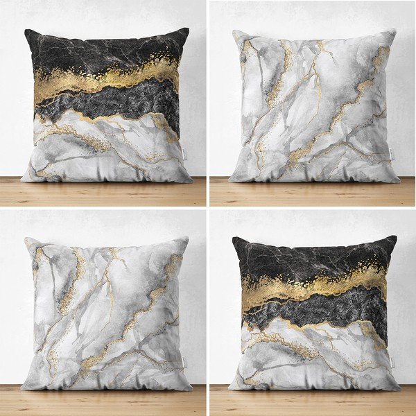 Set di 4 federe Marmo, 45 x 45 cm - Minimalist Cushion Covers-image-1