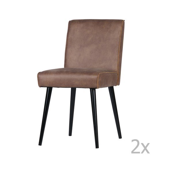 Sada 2 světle hnědých kožených židlí BePureHome Revolution