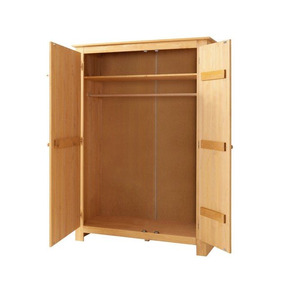 Armadio in legno di pino con specchio in colore naturale 120x170 cm Bertram - Støraa-image-2