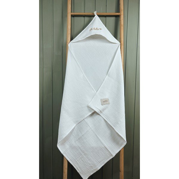 Asciugamano in mussola bianca con cappuccio 85x85 cm Muslin - Malomi Kids-image-4