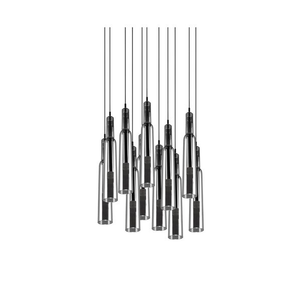 Apparecchio a sospensione LED con paralume in vetro ø 50 cm in argento Lucent - Trio Select-image-1