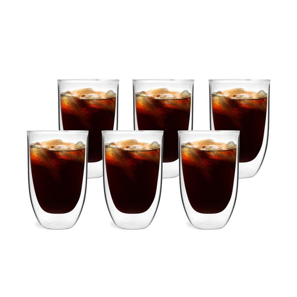 Tazze in set con parete doppia/da latte in vetro 6 pz 350 ml – Vialli Design-image-4