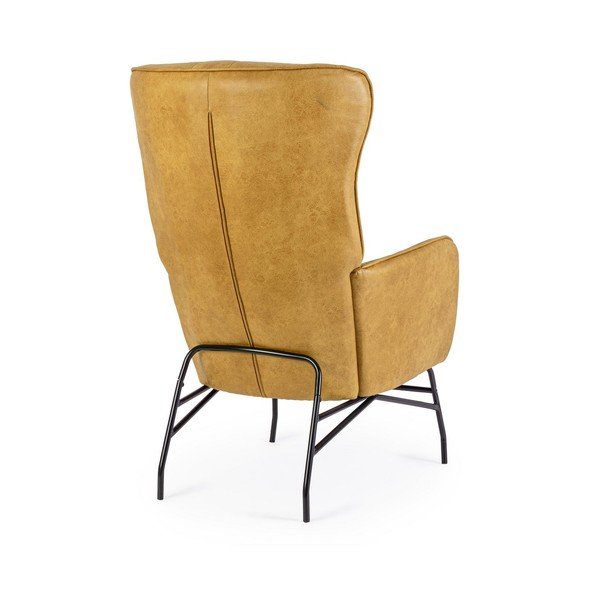 Poltrona color senape con rivestimento in finta pelle Nasira – Bizzotto-image-4