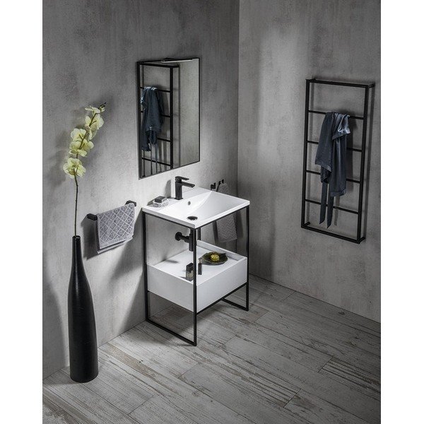 Portasciugamani a parete in acciaio nero Ska - Sapho-image-1