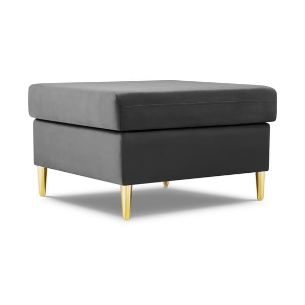 Poggiapiedi grigio chiaro con rivestimento in velluto Kyoto – Cosmopolitan Design-image-1