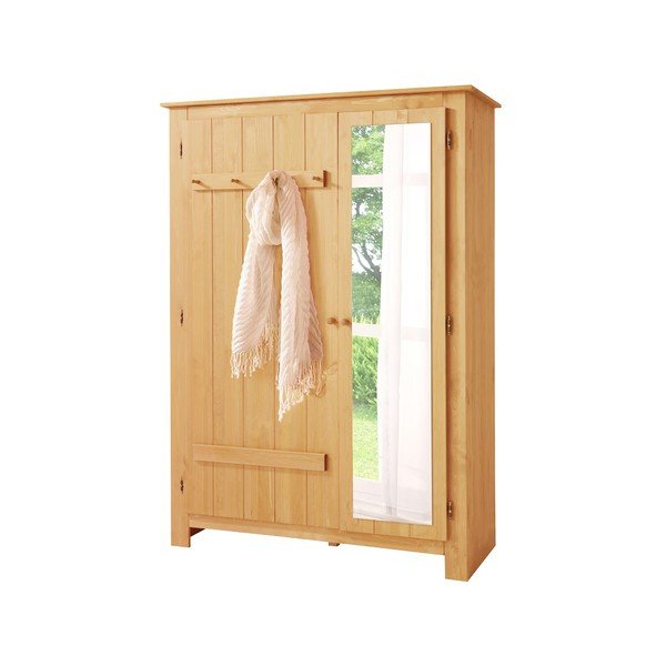 Armadio in legno di pino con specchio in colore naturale 120x170 cm Bertram - Støraa-image-1