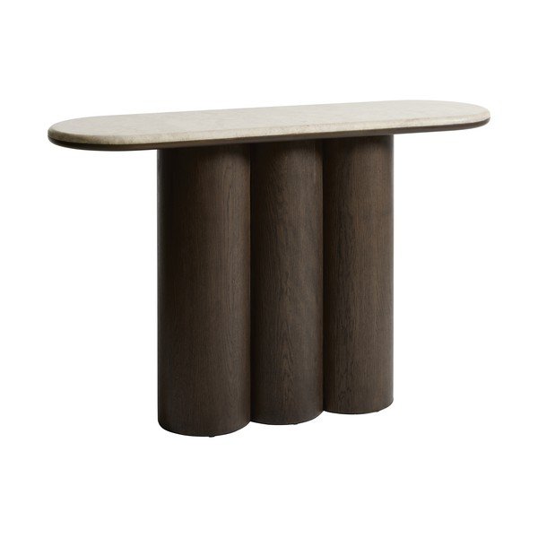 Tavolo consolle colore naturale scuro con piano in marmo 38x120 cm Piazze – Unique Furniture