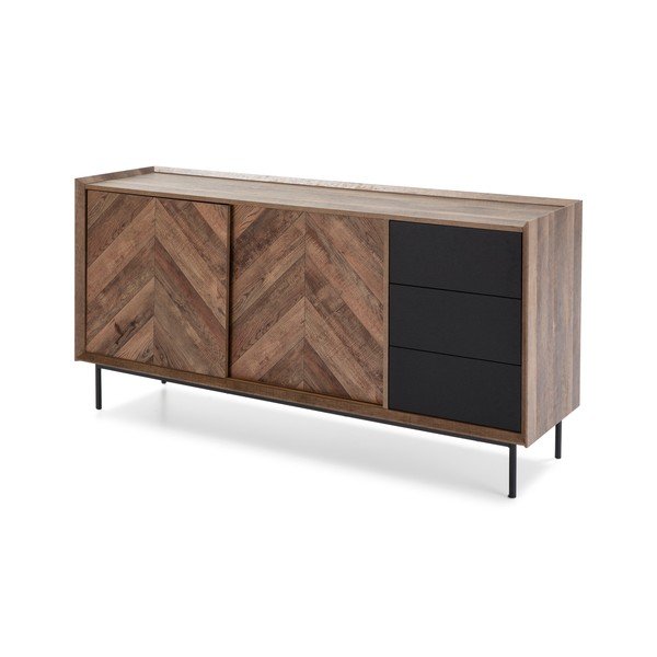 Cassettiera in rovere decorato nero Utah - Marckeric-image-3