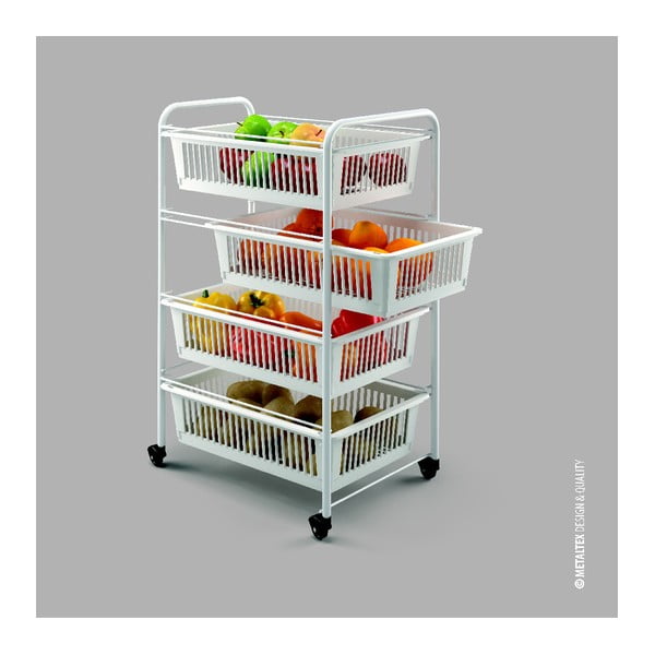 Mensola mobile con 4 cestini India, lunghezza 35 cm - Metaltex-image-1