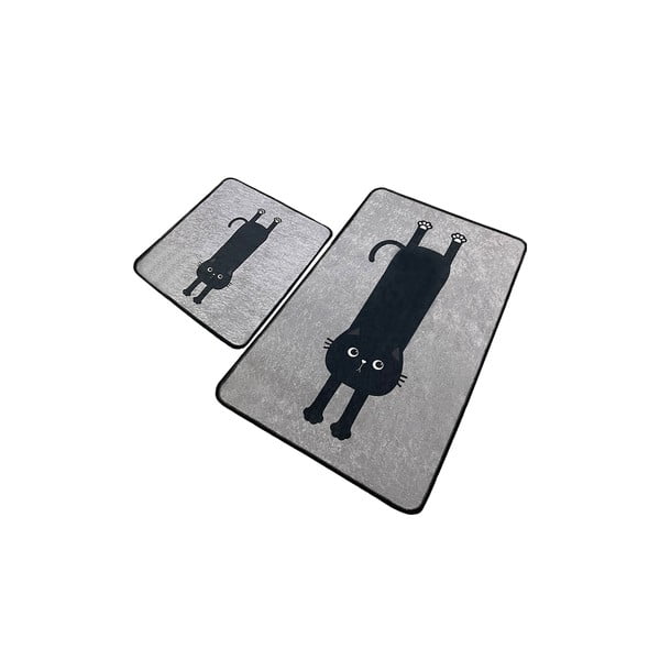 Set di tappetini per il bagno neri/grigi 2 pz 60x100 cm Comfort – Foutastic-image-4