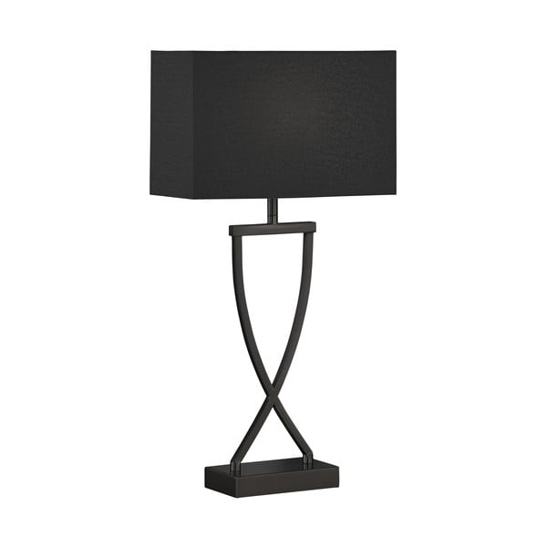 Lampada da tavolo nera con paralume in tessuto (altezza 51 cm) Anni - Fischer & Honsel