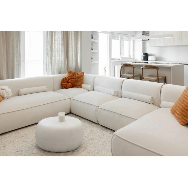 Divano angolare componibile color crema (con penisola a sinistra/a forma di "U") Flex Felix – Miuform-image-1