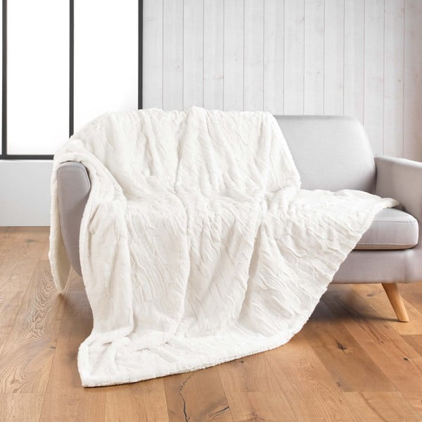 Coperta color crema in micropile 180x220 cm Foxy – douceur d'intérieur-image-2