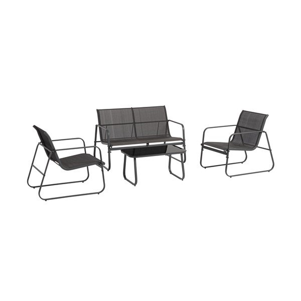 Set di mobili da giardino color antracite in acciaio per 4 persone Gonzalo – Bizzotto-image-1