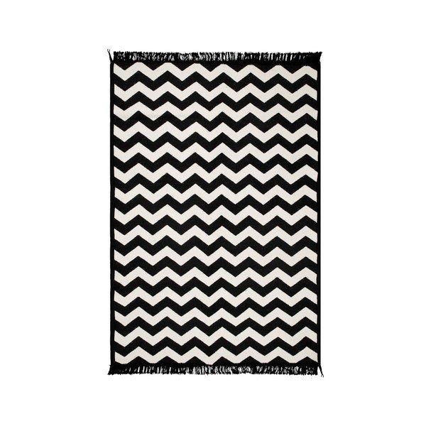 Tappeto bifacciale bianco e nero Zig Zag, 140 x 215 cm - Cihan Bilisim Tekstil