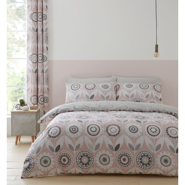 Biancheria da letto rosa e grigia , 135 x 200 cm Annika - Catherine Lansfield