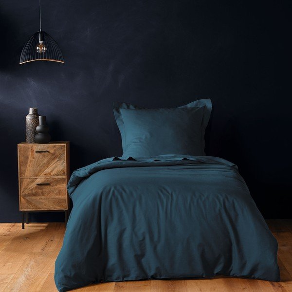 Copripiumino color petrolio in cotone per letto singolo 140x200 cm Lina – douceur d'intérieur-image-1