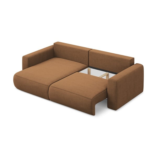 Divano angolare color terracotta allungabile/con contenitore (con penisola a sinistra/con chaise lounge) Kapua – Makamii-image-3