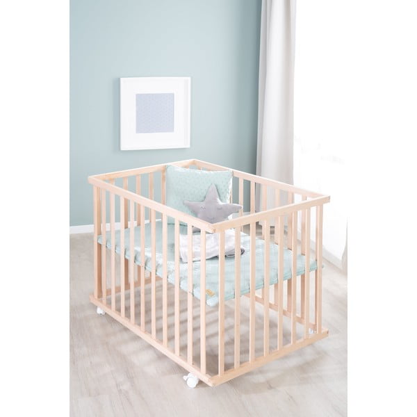 Lettino di colore naturale con altezza regolabile e ruote 75x100 cm Style – Roba-image-1