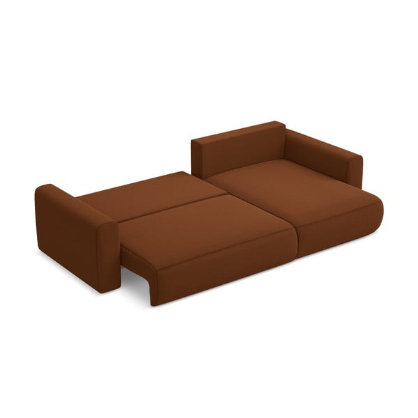Divano angolare color terracotta allungabile/con contenitore (con penisola a destra/con chaise lounge) con rivestimento in velluto Kapua – Makamii-image-4