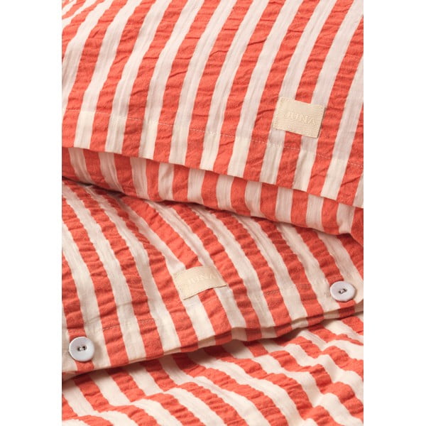 Biancheria da letto singola in crêpe beige e mattone 140x200 cm Bæk&Bølge - JUNA-image-3