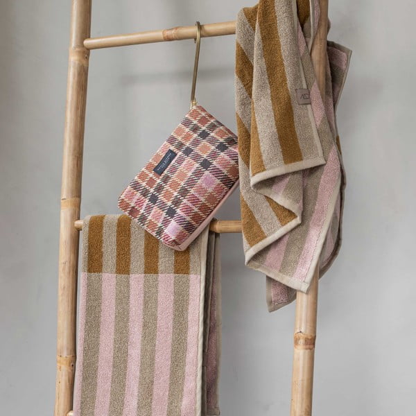 Asciugamano in cotone biologico marrone e beige 50x90 cm Disorder - Mette Ditmer Denmark-image-2
